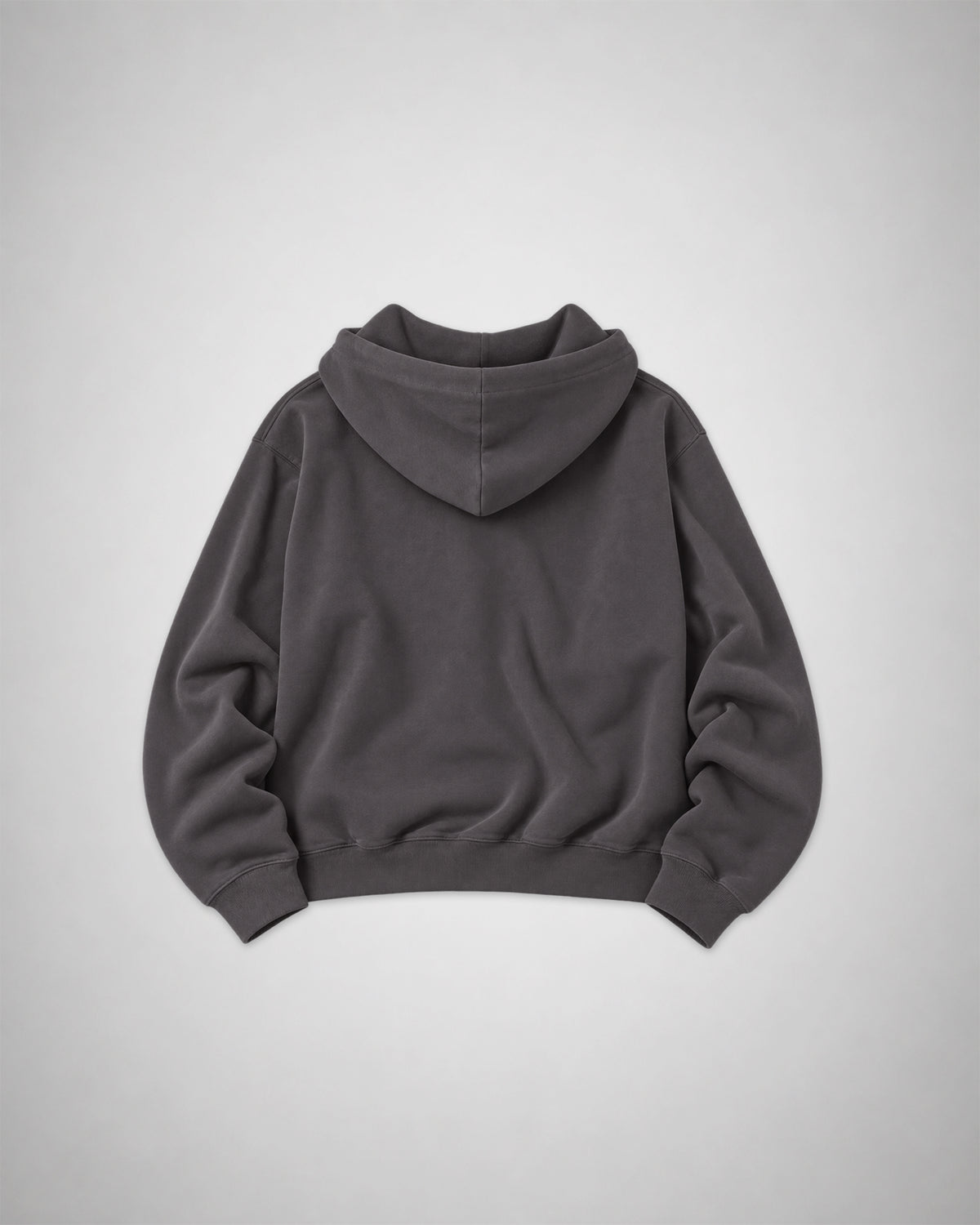 Back view of the COLORS Baseline 2.0 Zip Hoodie in Anthracite laid flat