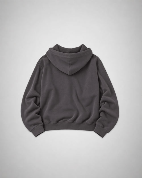 Back view of the COLORS Baseline 2.0 Zip Hoodie in Anthracite laid flat