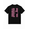 Black T-shirt with crew neck and large back graphic in pink tones featuring microphone artwork and “Mexico City” text.